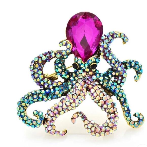🐙 Betsey Johnson squid/octopus adorable brooch 🐙 - Picture 1 of 3